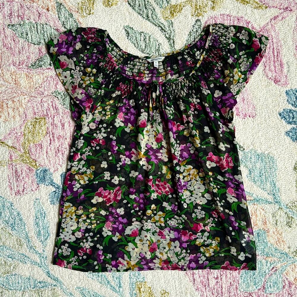 Semi-sheer‎ floral blouse